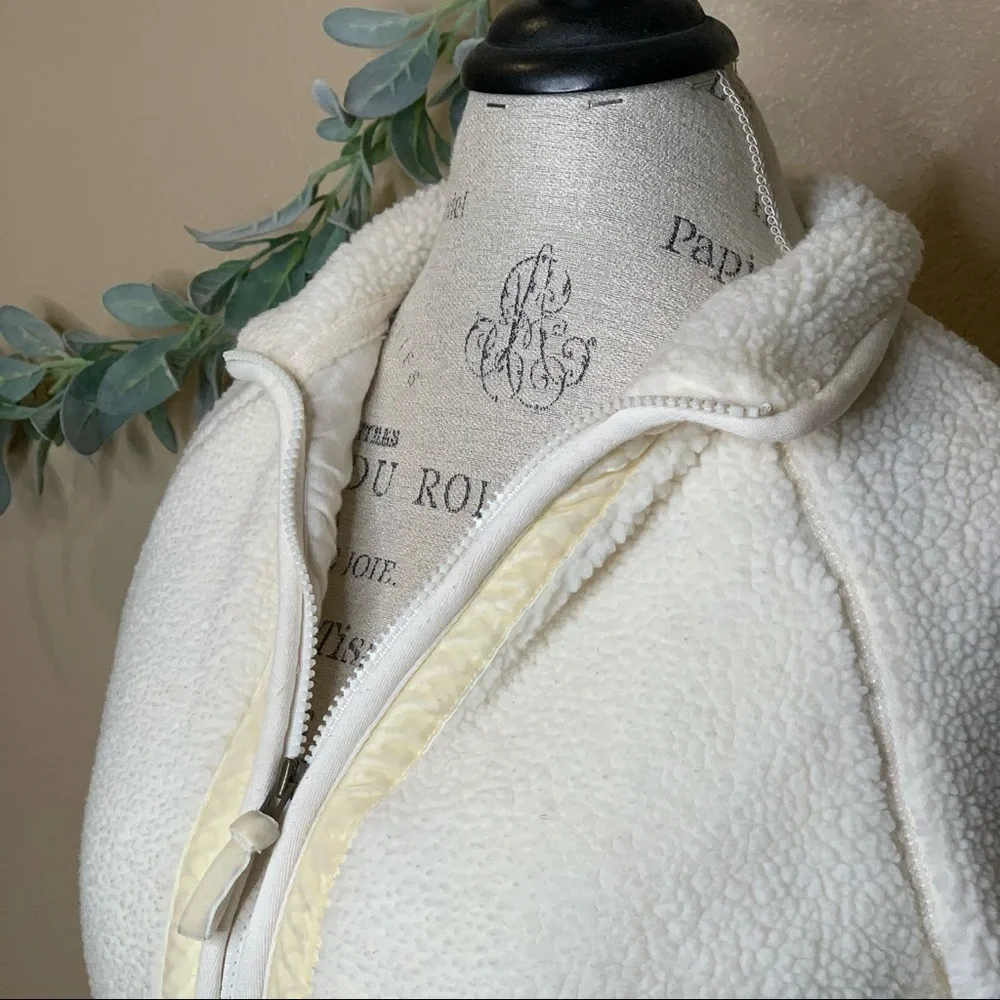American Eagle ~ Sherpa Jacket Full Zip Nubby Ivory Size Medium - Picture 5 of 11